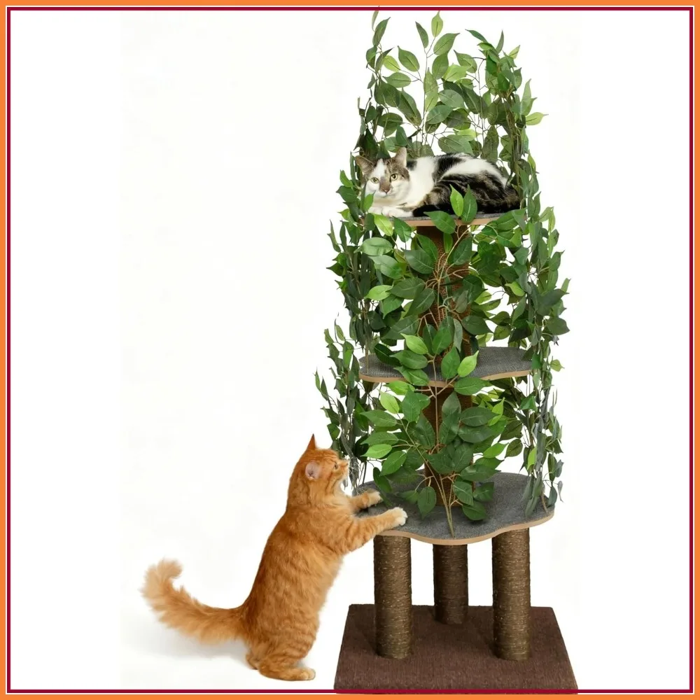 Cat Tree with Leaves, 63in, 4 Levels, 5 Scratching Posts, Space-Saving, Easy Assembly
Cat Tree with Leaves, 63in, 4 Levels, 5 Scratching Posts, Space-Saving, Easy Assembly