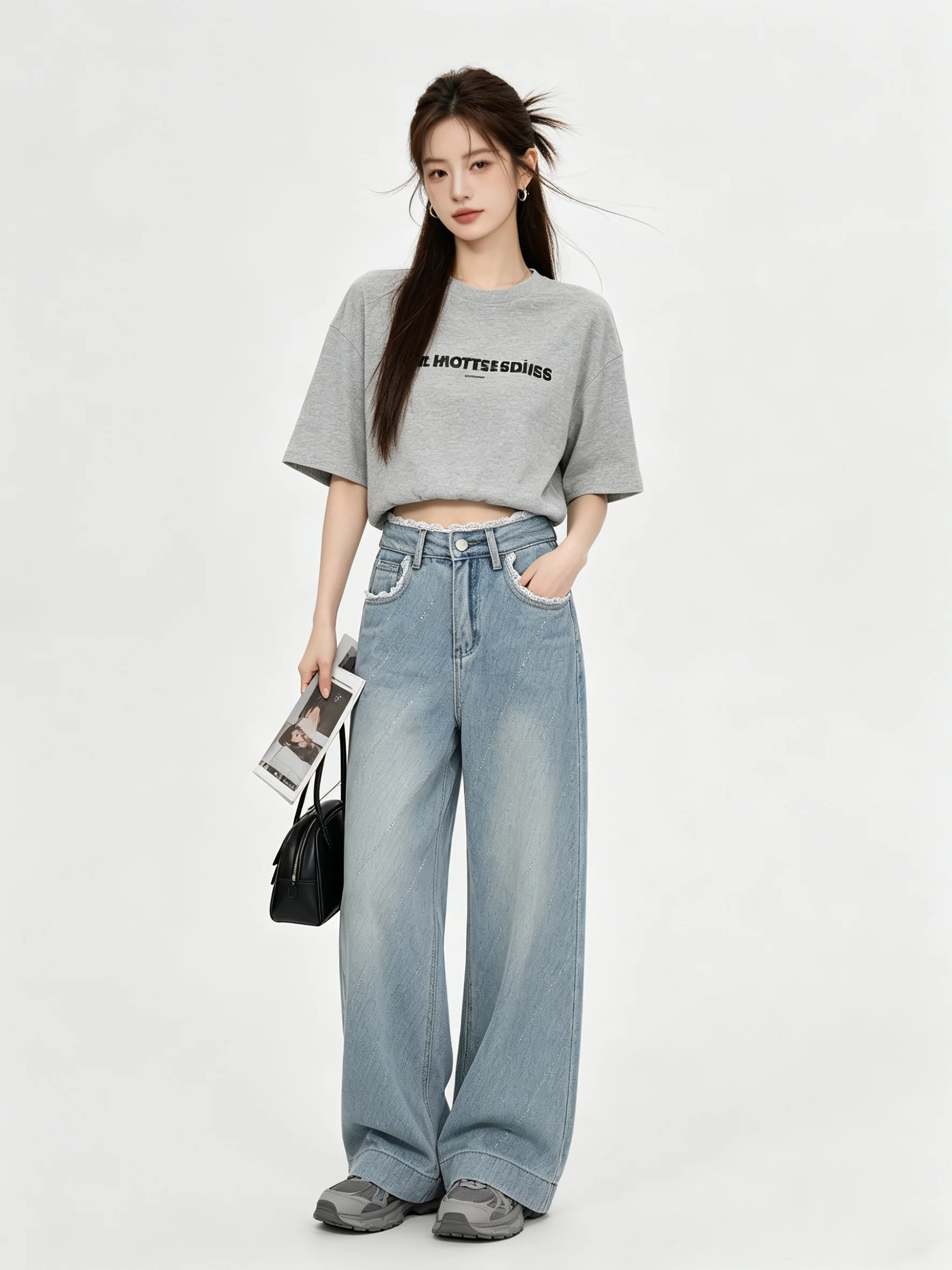Retro Lace Trim Splicing Jeans High Waist Wide Leg Slimming Light Blue Korean Style Casual Spring Summer Elegant Diamond Embe...
Retro Lace Trim Splicing Jeans High Waist Wide Leg Slimming Light Blue Korean Style Casual Spring Summer Elegant Diamond Embe...