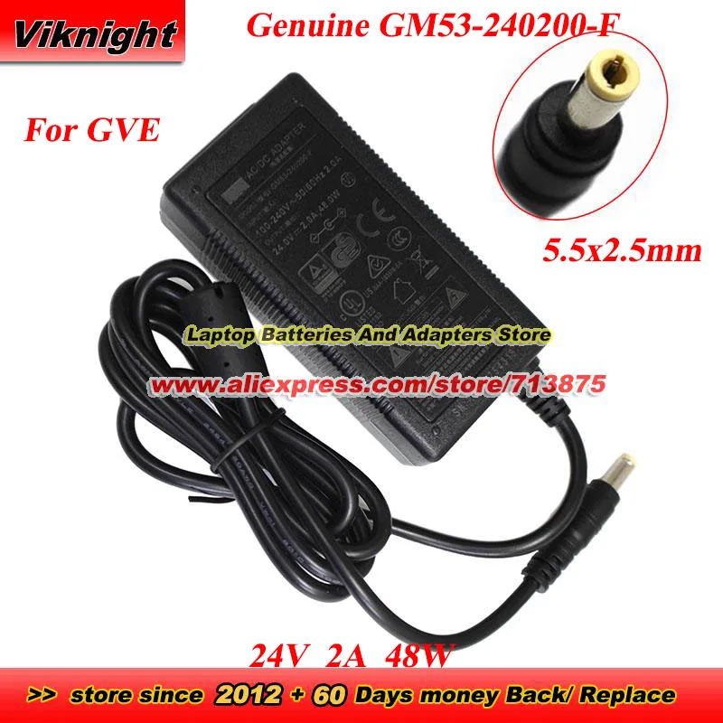 Genuine GM53-240200-F AC Adapter 24V 2A 48W for GVE Power Supply Power Adapter Charger
Genuine GM53-240200-F AC Adapter 24V 2A 48W for GVE Power Supply Power Adapter Charger