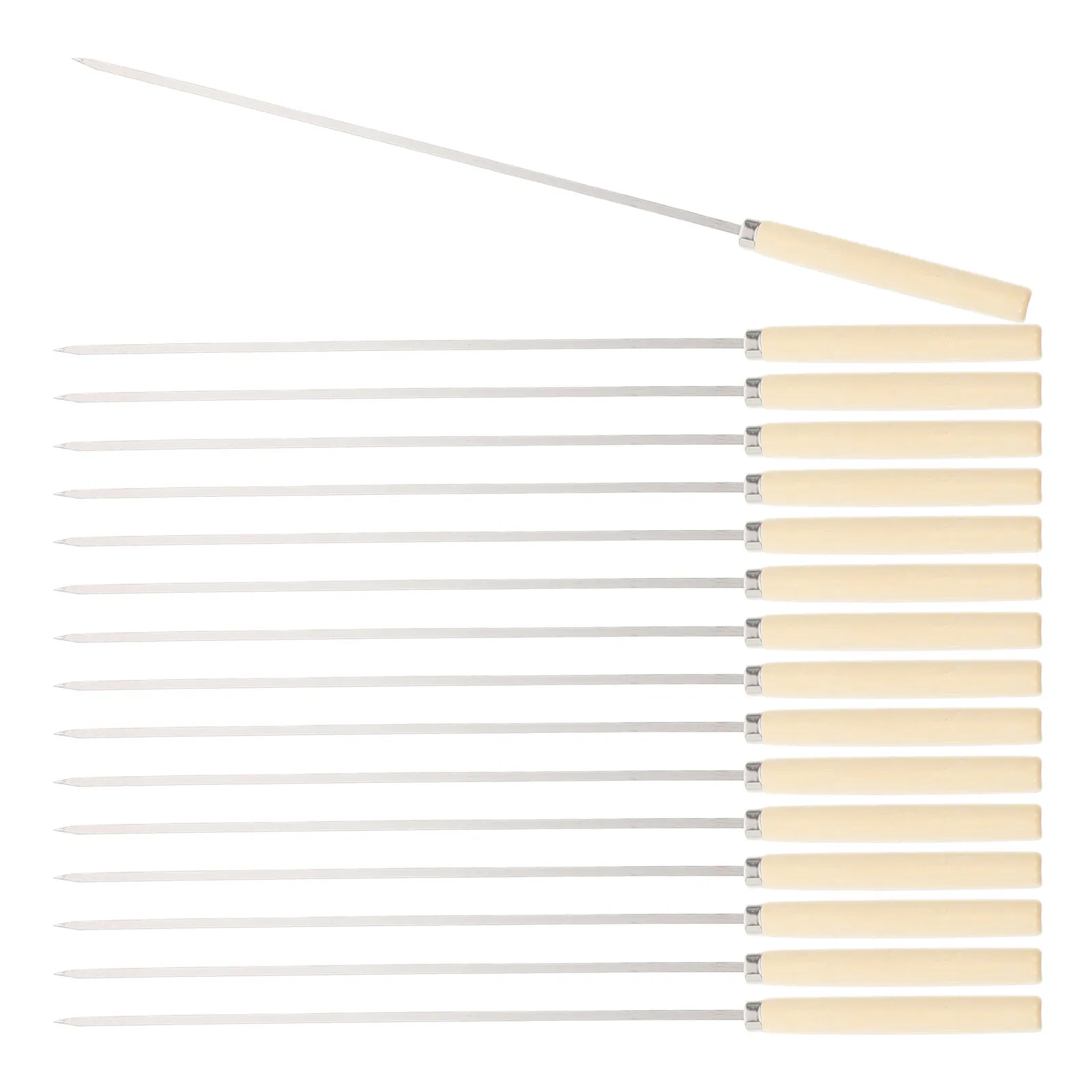 25Pcs Barbecue Skewers Stainless Steel Wood Handle Flat Metal Skewers Grilling Set Kebab Meat Vegetable Reusable Outdoor
25Pcs Barbecue Skewers Stainless Steel Wood Handle Flat Metal Skewers Grilling Set Kebab Meat Vegetable Reusable Outdoor