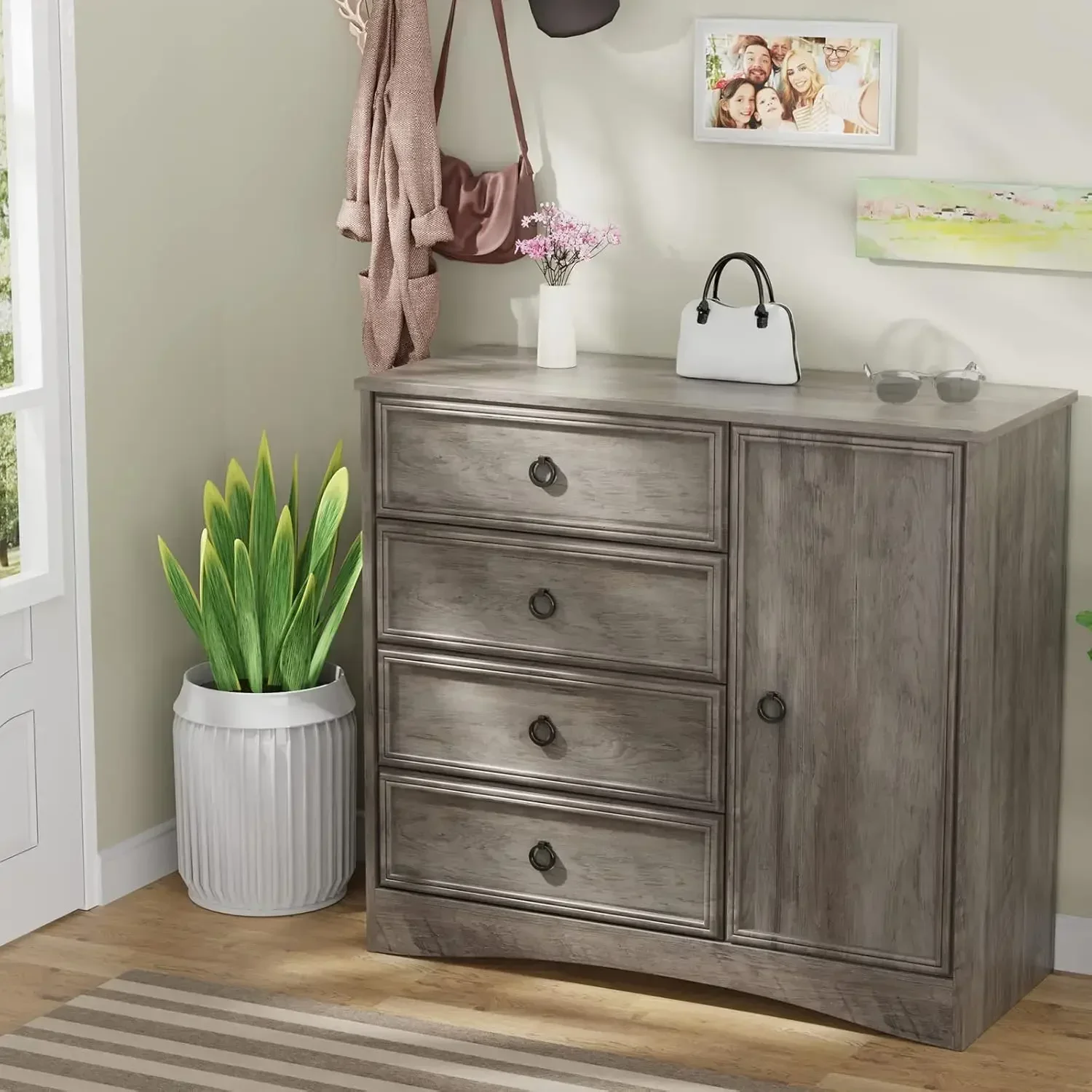 4 Drawer Dresser Adjustable Shelves, Tall Chest of Closet Organizers and Storage for Clothes - Easy Pulls
4 Drawer Dresser Adjustable Shelves, Tall Chest of Closet Organizers and Storage for Clothes - Easy Pulls
