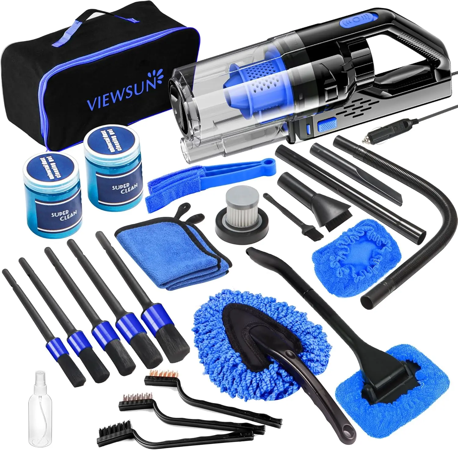 Complete Car Cleaning Kit with Handheld Vacuum, Detailing Brushes, Windshield Cleaner & Gel for Interior & Exterior Care
Complete Car Cleaning Kit with Handheld Vacuum, Detailing Brushes, Windshield Cleaner & Gel for Interior & Exterior Care