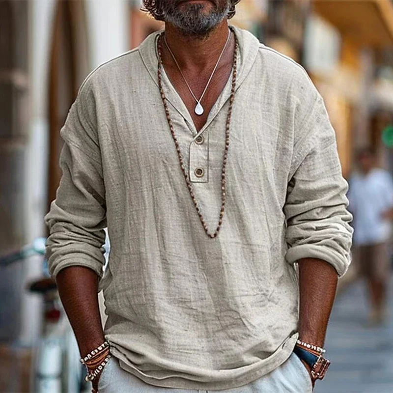 2025 весенне-осенние повседневные рубашки, мужская одежда, винтажная льняная рубашка с пуговицами и лацканами, мужская однотонная свободная дышащая пуловер для отдыха
2025 весенне-осенние повседневные рубашки, мужская одежда, винтажная льняная рубашка с пуговицами и лацканами, мужская однотонная свободная дышащая пуловер для отдыха
