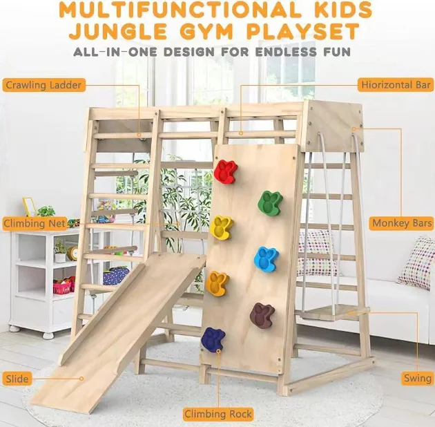 Indoor Kids Toy Swings Sets Exercise Fitness Gym Home Activity Wooden Playground Climbing Frame with Slides Ropes Swing Setpromo
Indoor Kids Toy Swings Sets Exercise Fitness Gym Home Activity Wooden Playground Climbing Frame with Slides Ropes Swing Setpromo