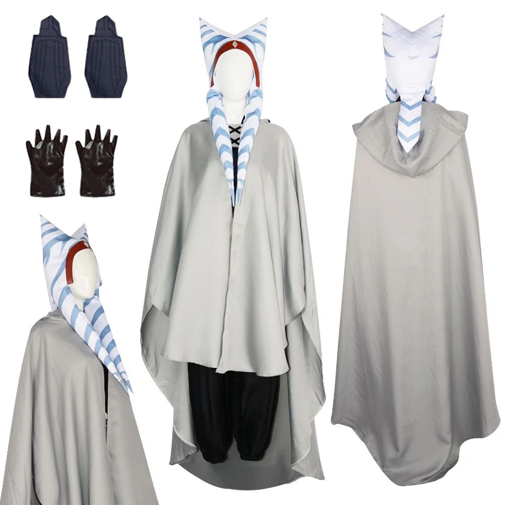 Asoka Cosplay Fantasy Clothing Mask Gray Cape Movie Space Battle Costume Disguise Adult Women Roleplay Fantasia Party Outfits
Asoka Cosplay Fantasy Clothing Mask Gray Cape Movie Space Battle Costume Disguise Adult Women Roleplay Fantasia Party Outfits
