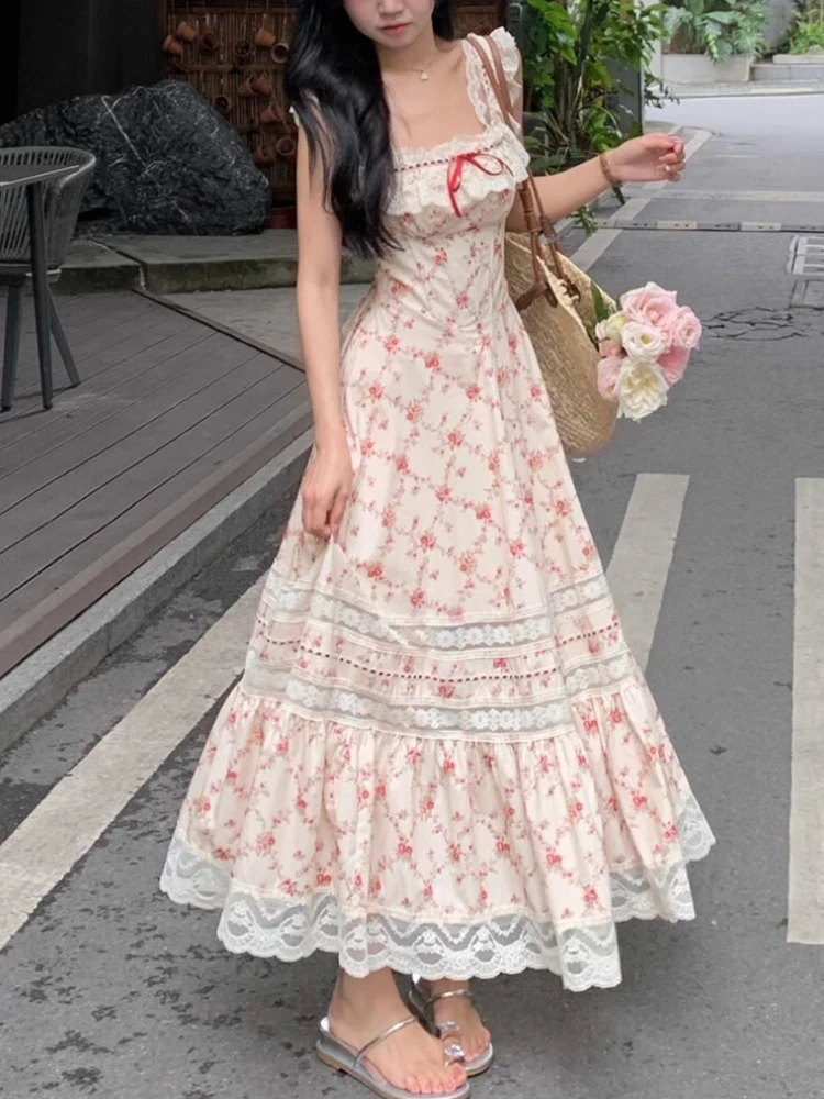 Summer French Elegant Floral Midi Dress Beach Style Korean Fashion Lace Dress Evening Party Sexy Sleeveless Dress Woman Chic
Summer French Elegant Floral Midi Dress Beach Style Korean Fashion Lace Dress Evening Party Sexy Sleeveless Dress Woman Chic