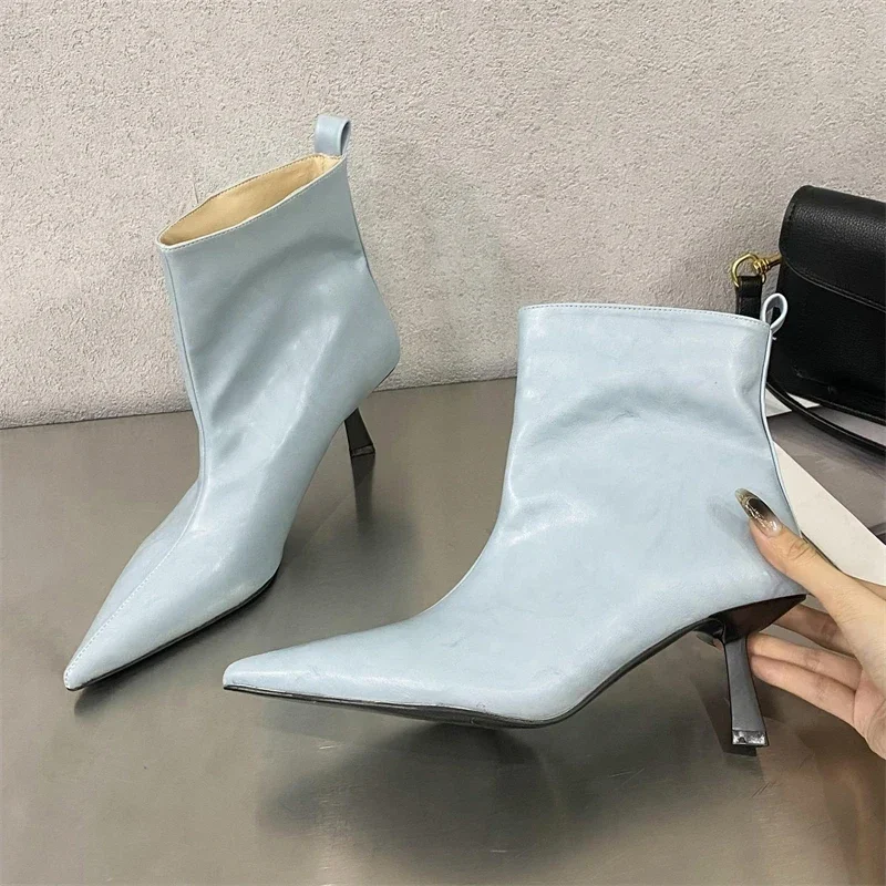 Women's Pointed Toe Soft Leather Elastic Slip on Thin Kitten Heel Ankle Boots Elegant Office Casual Daily Footwear Drop Shipping
Women's Pointed Toe Soft Leather Elastic Slip on Thin Kitten Heel Ankle Boots Elegant Office Casual Daily Footwear Drop Shipping