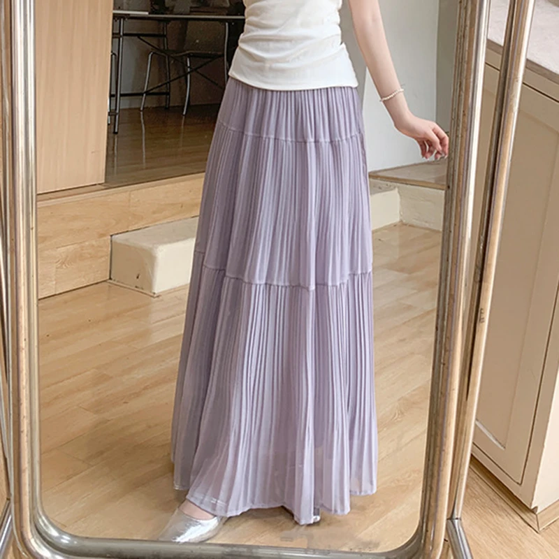 2025 Purple Chiffon Long Skirts Women Summer Korean High Waist Pleated Skirt Woman Solid Color Patchwork Midi Skirts Female
2025 Purple Chiffon Long Skirts Women Summer Korean High Waist Pleated Skirt Woman Solid Color Patchwork Midi Skirts Female