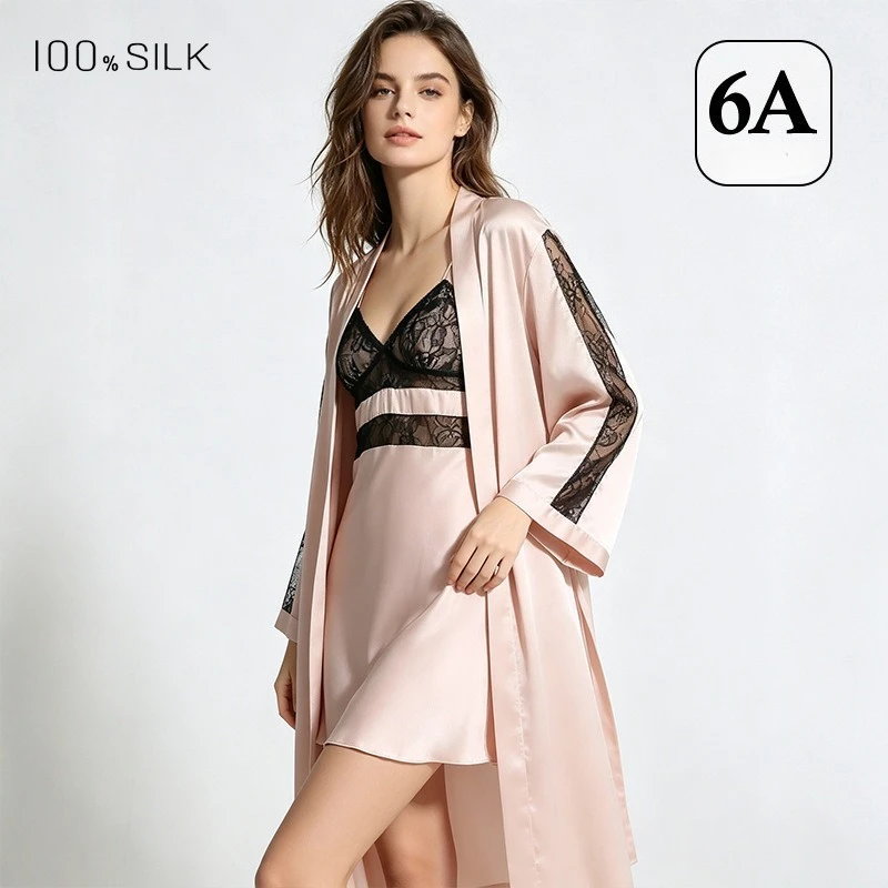2026 Summer Women's Pure Silk Nightgown Light Luxury European American Sexy Single Robe100% Silkworm Loungewear Morning Robe
2026 Summer Women's Pure Silk Nightgown Light Luxury European American Sexy Single Robe100% Silkworm Loungewear Morning Robe