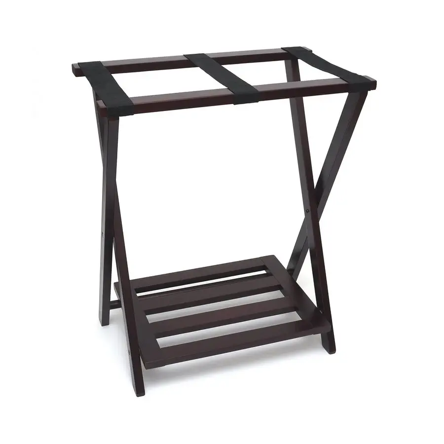 502E Right Height Folding Luggage Rack with Bottom Shelf, Espresso Finish
502E Right Height Folding Luggage Rack with Bottom Shelf, Espresso Finish