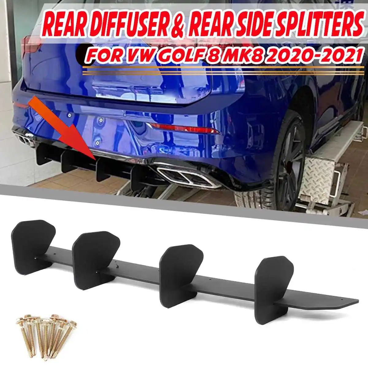 Car Rear Bumper Lip Spoiler Car Rear Diffuser Bumper & Rear Side Splitters Rear Spoiler Body Kit For VW For Golf 8 MK8 2020-2021
Car Rear Bumper Lip Spoiler Car Rear Diffuser Bumper & Rear Side Splitters Rear Spoiler Body Kit For VW For Golf 8 MK8 2020-2021