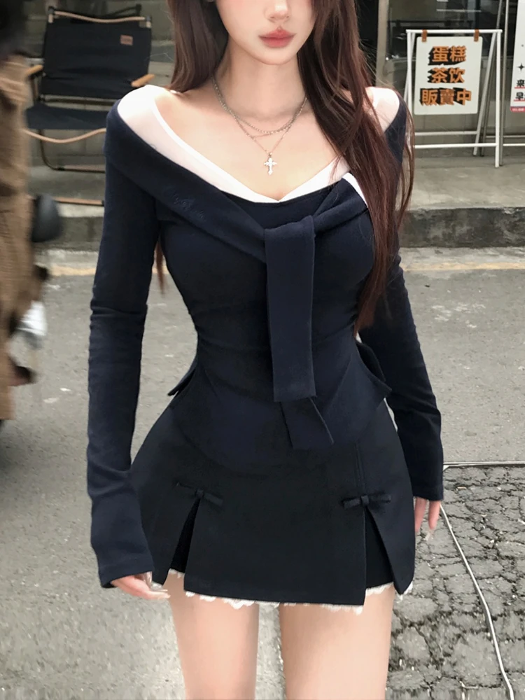 College Style Solid Sweet 2-Piece Set Women Harajuku Off Shoulder Top + Mini Skirt Suit Korea Chic Design Party Sets Autumn 2025
College Style Solid Sweet 2-Piece Set Women Harajuku Off Shoulder Top + Mini Skirt Suit Korea Chic Design Party Sets Autumn 2025