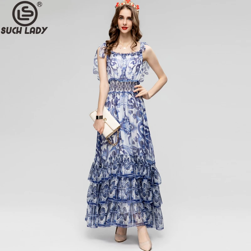 Women's Runway Dress Sleeveless Printed Tiered Ruffles High Street Designer Fashion Holiday Long Vestidos Plus Size
Women's Runway Dress Sleeveless Printed Tiered Ruffles High Street Designer Fashion Holiday Long Vestidos Plus Size