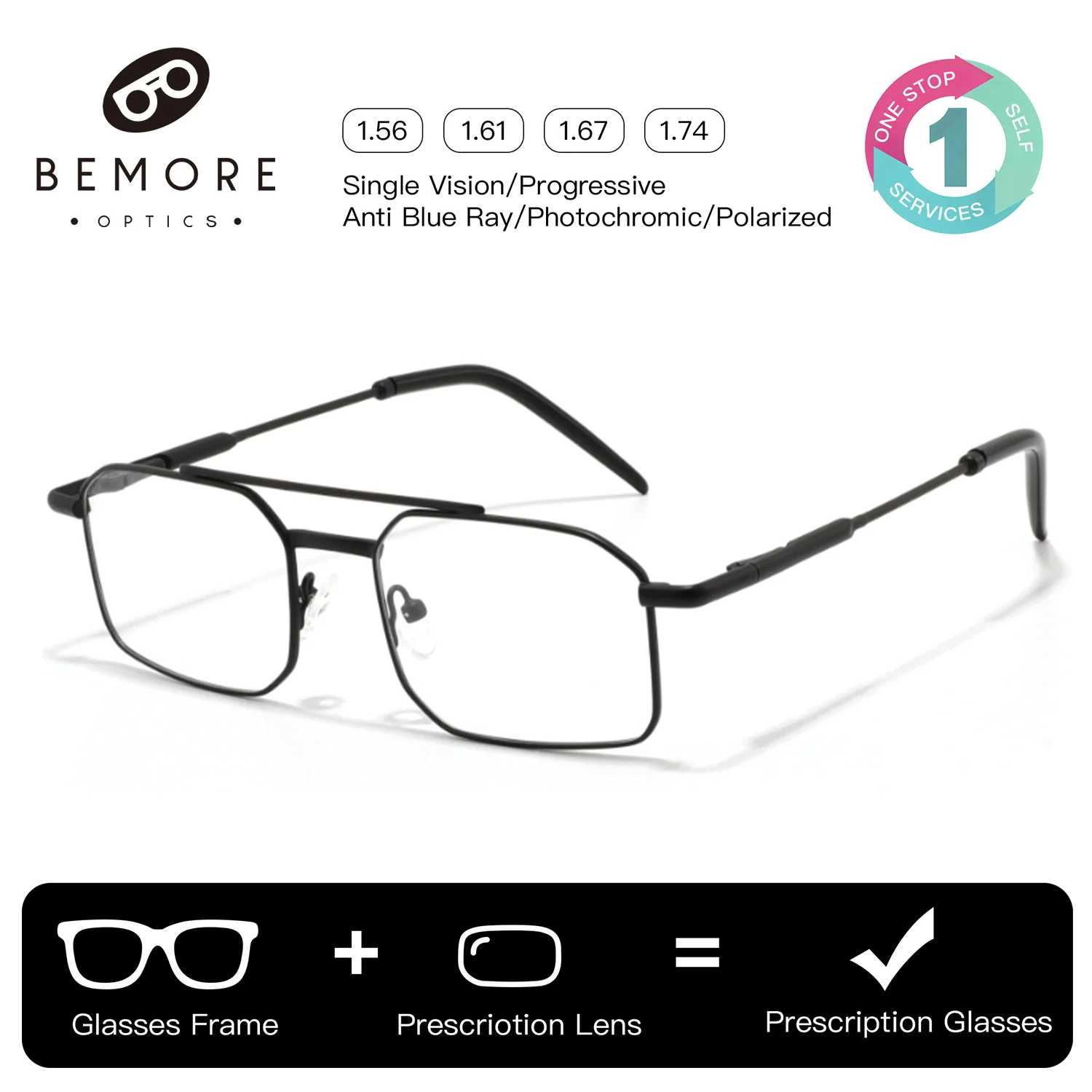 BEMORE Pilot Myopia Prescription Eyeglasses Photochromic Anti Blue Light Metal Myopia Glasses Man
BEMORE Pilot Myopia Prescription Eyeglasses Photochromic Anti Blue Light Metal Myopia Glasses Man