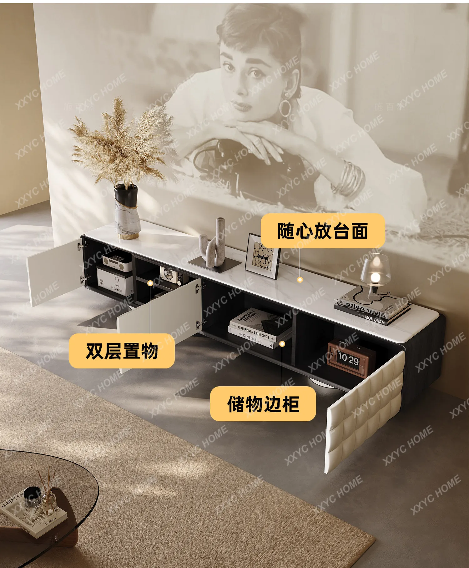 T V cabinet storage storage integrated retro living room home
T V cabinet storage storage integrated retro living room home