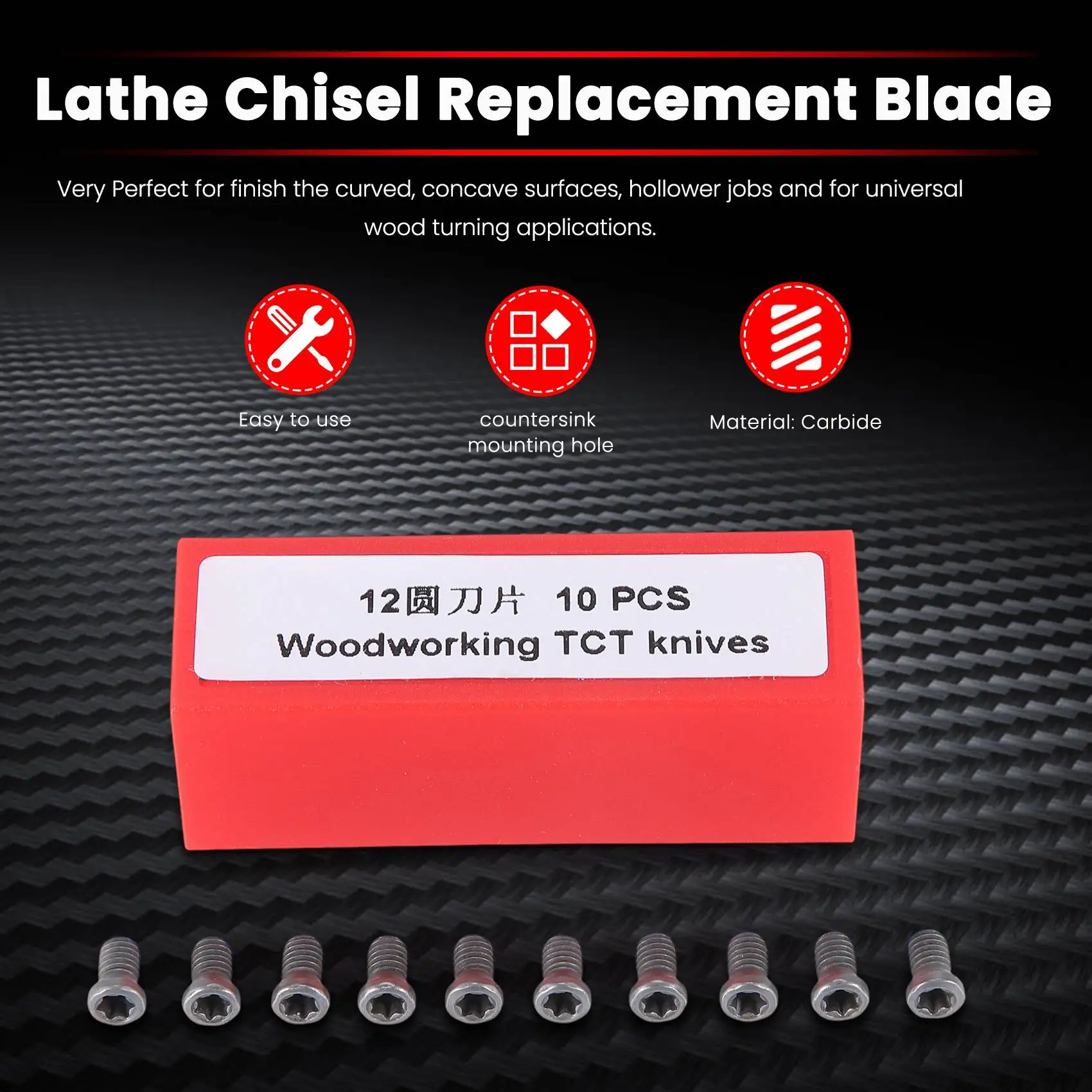 ABWP-Ci3 Round 12X2.5Mm Carbide Inserts Cutters Knives Replacement Blade Fit For DIY Lathe Wood Turning Finisher Tool 10Pcs
ABWP-Ci3 Round 12X2.5Mm Carbide Inserts Cutters Knives Replacement Blade Fit For DIY Lathe Wood Turning Finisher Tool 10Pcs