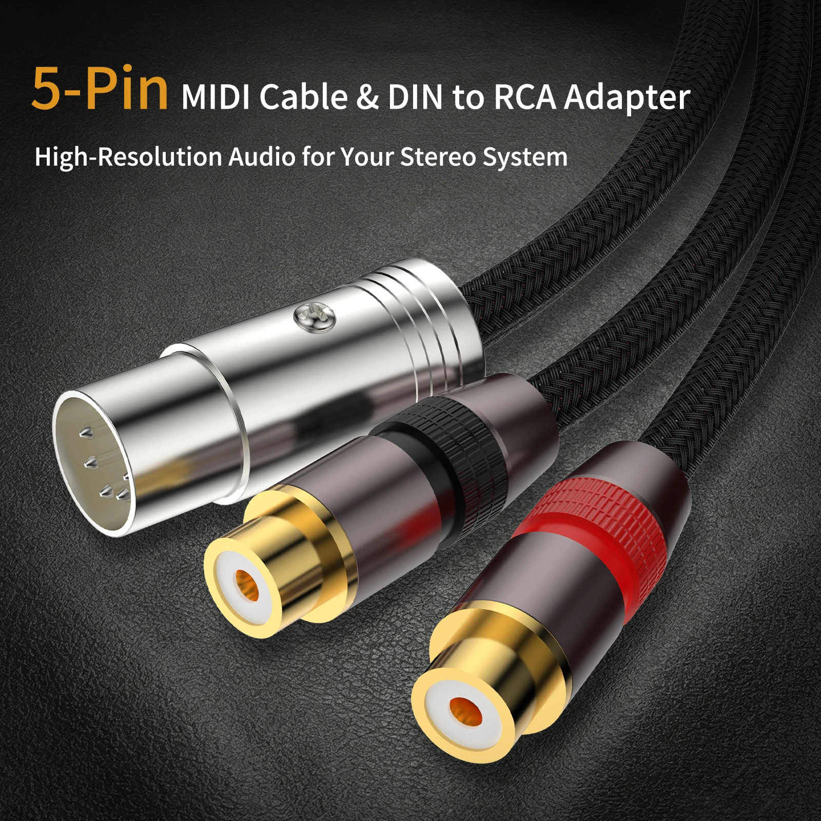 HiFi 5-Pin DIN Male to Dual RCA Female Adapter Cable, 15cm Audiophile Audio Interconnect Wire for AMP, CD Player & Turntable
HiFi 5-Pin DIN Male to Dual RCA Female Adapter Cable, 15cm Audiophile Audio Interconnect Wire for AMP, CD Player & Turntable