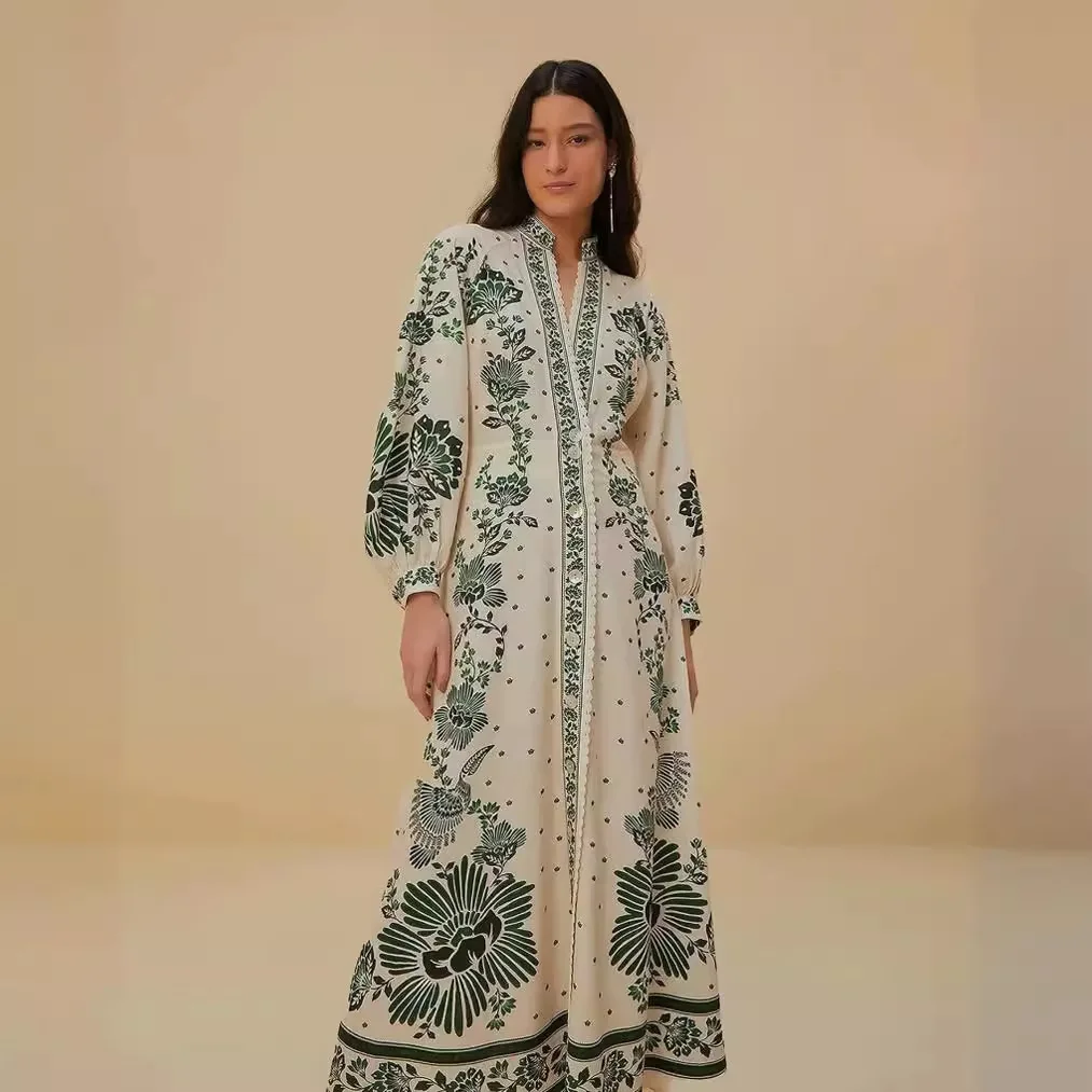 New Fashion Women V Neck Printed Single Breasted Long Sleeve Lace Up Shirt Dress Female Elegant High Street Casual Dress Mujer
New Fashion Women V Neck Printed Single Breasted Long Sleeve Lace Up Shirt Dress Female Elegant High Street Casual Dress Mujer