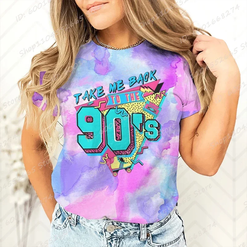 Women's T-shirts, Retro Take Me Back To The 90's Print T-shirts, Vintage 90's Graphic Tees, Casual Short Sleeve Tie Dye T Shirts
Women's T-shirts, Retro Take Me Back To The 90's Print T-shirts, Vintage 90's Graphic Tees, Casual Short Sleeve Tie Dye T Shirts