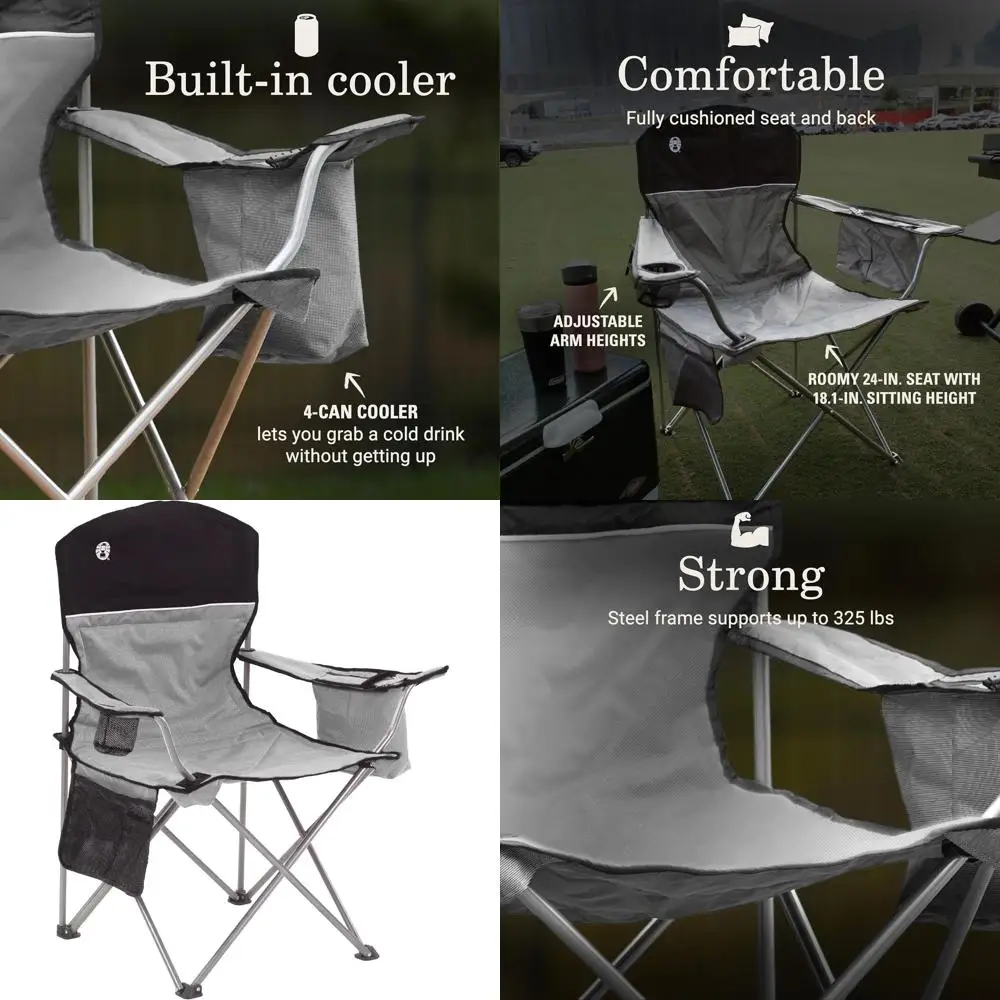 Camping Chair with Cooler, Cushioned Seat & Back, Side Pockets, Cup Holder, Carry Bag, Ideal for Outdoor Activities
Camping Chair with Cooler, Cushioned Seat & Back, Side Pockets, Cup Holder, Carry Bag, Ideal for Outdoor Activities