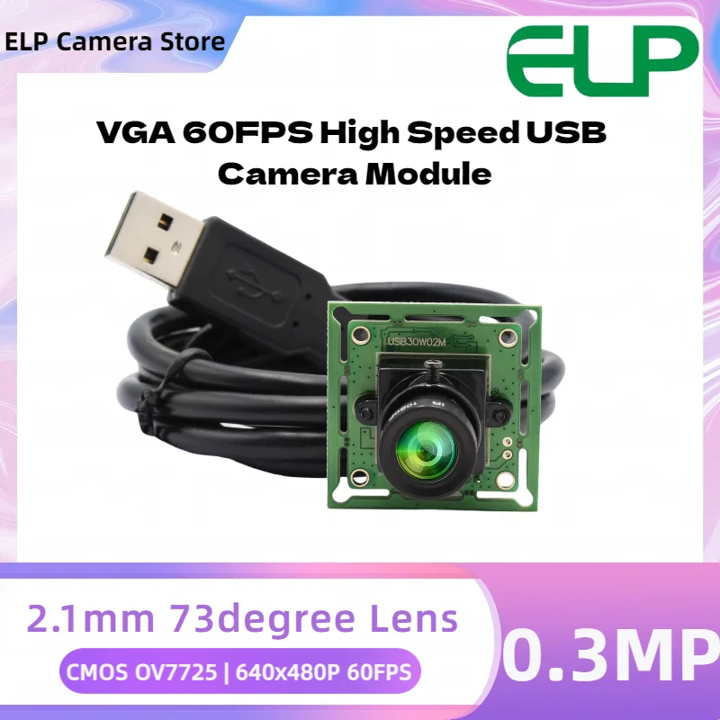 ELP 60fps High Speed USB Camera Module 640x480P HD 12mm lens OV7725 Sensor mini webcam for Video Conference,Windows,Android,MAC
ELP 60fps High Speed USB Camera Module 640x480P HD 12mm lens OV7725 Sensor mini webcam for Video Conference,Windows,Android,MAC