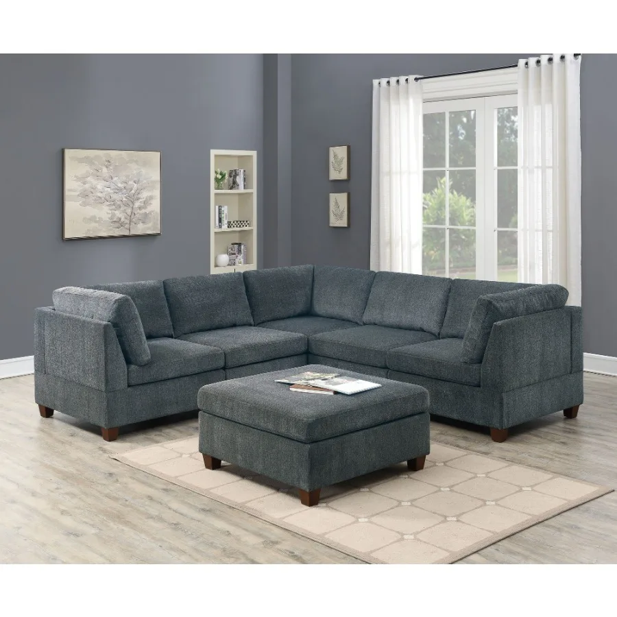 Living Room Furniture Grey Chenille Modular Sectional 6pc Set Corner Sectional Modern Couch 3x Corner Wedge 2x Armless Chairs a
Living Room Furniture Grey Chenille Modular Sectional 6pc Set Corner Sectional Modern Couch 3x Corner Wedge 2x Armless Chairs a