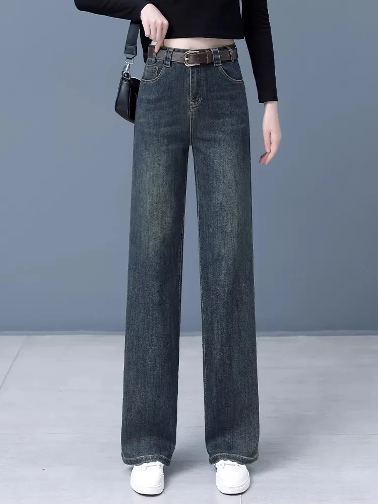 Fall Winter Women's Fce Lined Slim Straight Jeans Drapey High Waist Denim Pants Wide Leg Trousers Comfortable Fit
Fall Winter Women's Fce Lined Slim Straight Jeans Drapey High Waist Denim Pants Wide Leg Trousers Comfortable Fit