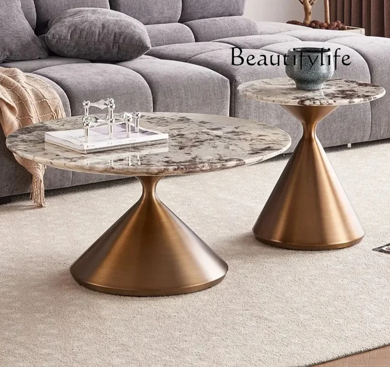 Living Room Household Light Luxury round Natural Marble Surface Coffee Table Designer Stainless Steel round Ta
Living Room Household Light Luxury round Natural Marble Surface Coffee Table Designer Stainless Steel round Ta
