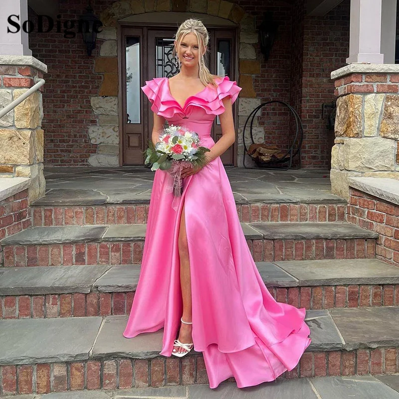 SoDigne Pink Evening Dress For Wedding Party Cap Sleeves Sexy Side Split Celebrity Dress Formal Occasion Gowns For Women
SoDigne Pink Evening Dress For Wedding Party Cap Sleeves Sexy Side Split Celebrity Dress Formal Occasion Gowns For Women