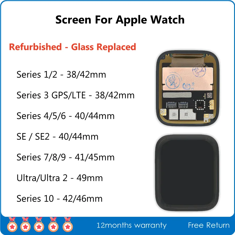A+++, Refurbished Screen Glass Replaced For Apple Watch Series 1 2 3 4 5 6 7 8 9 10 SE Ultra, LCD Display Assemly, Tested
A+++, Refurbished Screen Glass Replaced For Apple Watch Series 1 2 3 4 5 6 7 8 9 10 SE Ultra, LCD Display Assemly, Tested