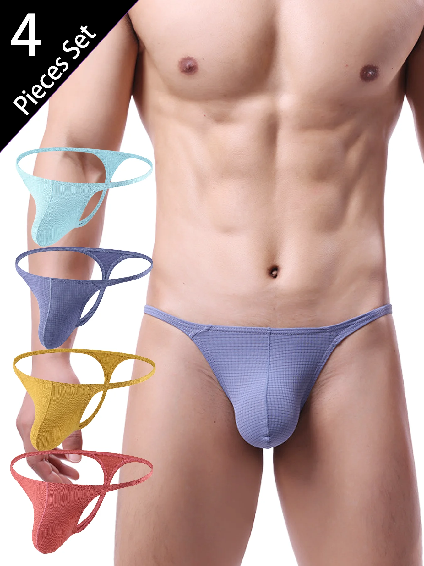 4PCS Mens Thong Underwear, Solid Color Thin Strap, Comfort Fit Soft, Gift for Him
4PCS Mens Thong Underwear, Solid Color Thin Strap, Comfort Fit Soft, Gift for Him