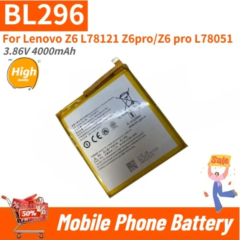 BL296 High Quality Phone Battery 3.86V 4000mAh For Lenovo Z6 L78121 Z6pro/Z6 pro L78051 Brand New Replacement Battery
BL296 High Quality Phone Battery 3.86V 4000mAh For Lenovo Z6 L78121 Z6pro/Z6 pro L78051 Brand New Replacement Battery