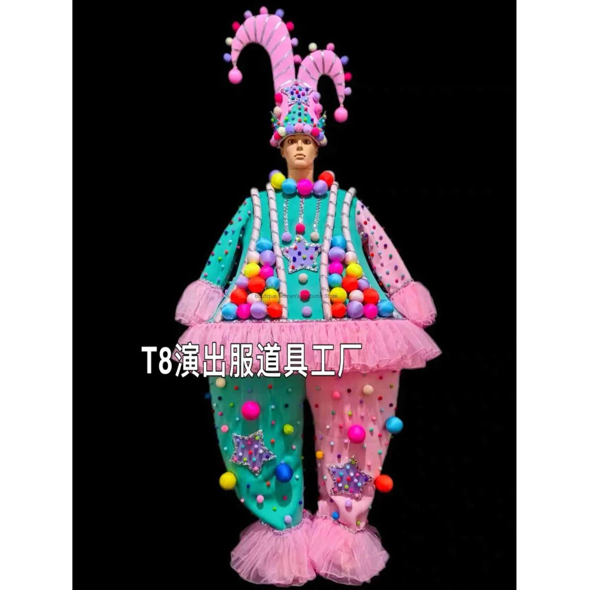 Candy-colored Big-bellied Clown Costume For Parade Performances Amusement Park Commercial Performances And Stage Outfits
Candy-colored Big-bellied Clown Costume For Parade Performances Amusement Park Commercial Performances And Stage Outfits