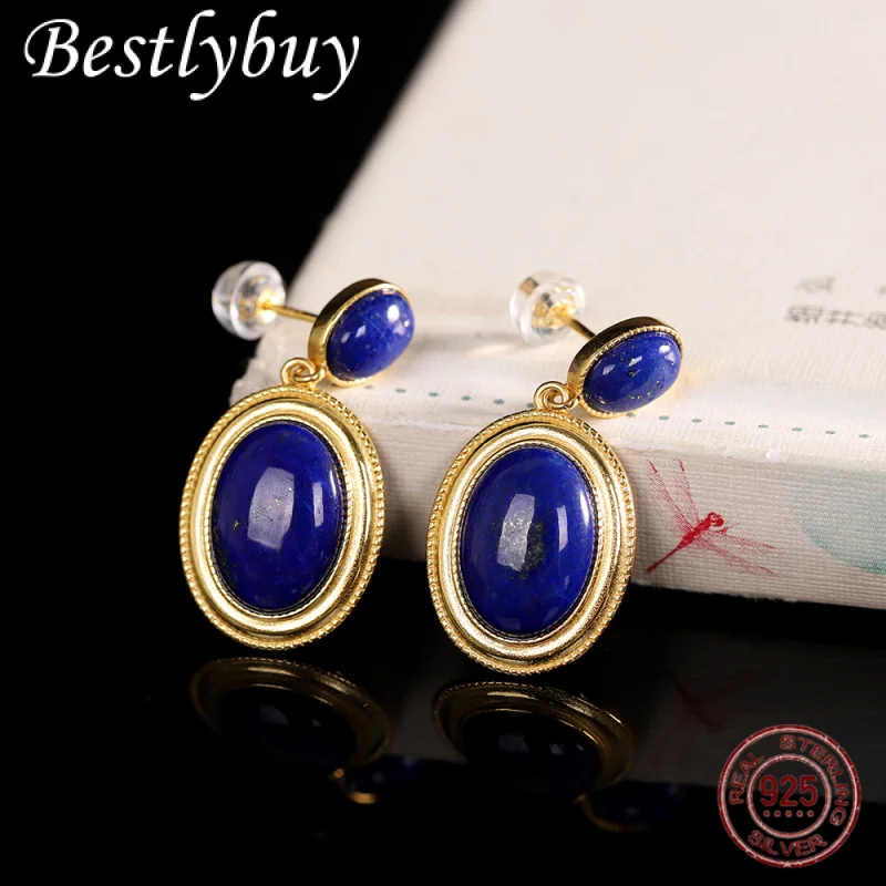 Серьги-подвески из серебра S925 с инкрустацией в стиле ретро Iapis Iazuli, модные высококачественные европейские ювелирные изделия
Серьги-подвески из серебра S925 с инкрустацией в стиле ретро Iapis Iazuli, модные высококачественные европейские ювелирные изделия