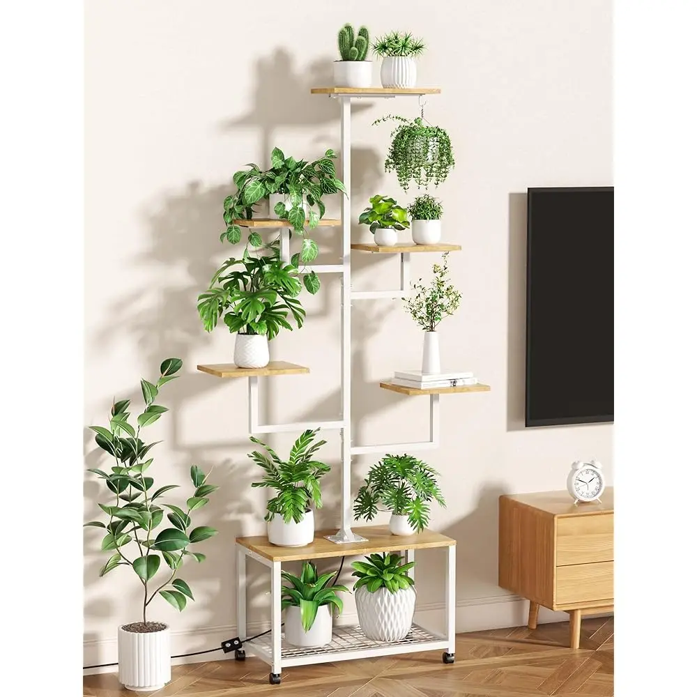 64"" Tall Indoor Plant Stand With Grow Lights - 7-Tier Space-Saving Corner Shelf, Adjustable Led & 360° Wheels For Healthy 
64"" Tall Indoor Plant Stand With Grow Lights - 7-Tier Space-Saving Corner Shelf, Adjustable Led & 360° Wheels For Healthy