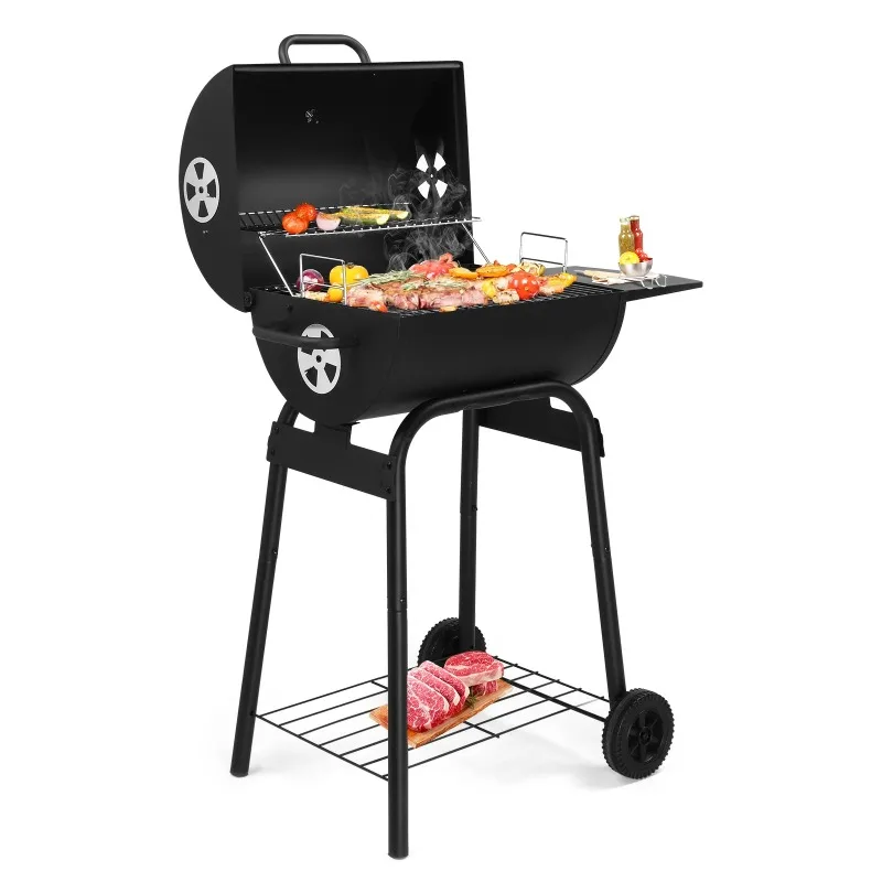 Charcoal Grills Outdoor BBQ Grill,Barrel Charcoal Grill with Side Table and Wheels, Black
Charcoal Grills Outdoor BBQ Grill,Barrel Charcoal Grill with Side Table and Wheels, Black