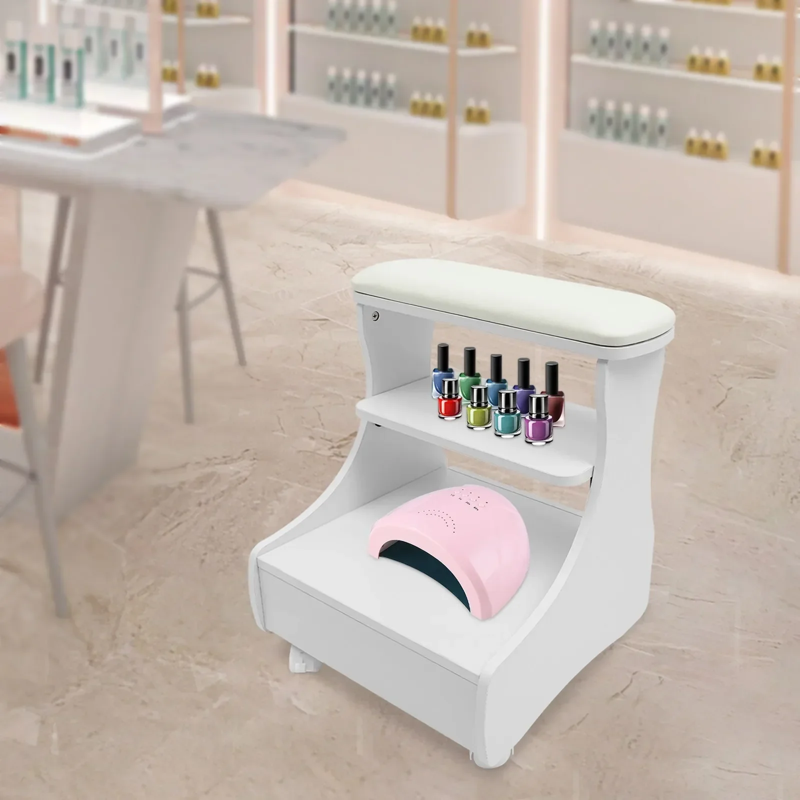 White Multi-functional Footbath Stool with Wheels, Mobile Foot Bath Cart Holder with 44.09 lbs Load Capacity for Nail Salon Spa
White Multi-functional Footbath Stool with Wheels, Mobile Foot Bath Cart Holder with 44.09 lbs Load Capacity for Nail Salon Spa
