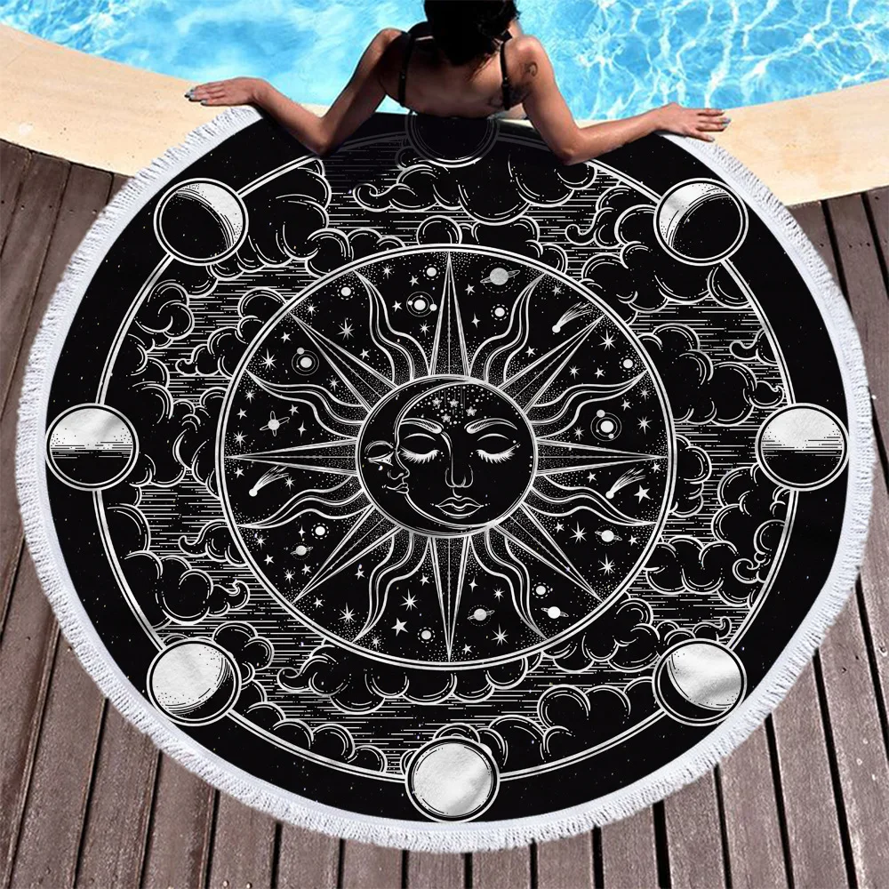 Towel Beach Towel Shawl Fast Drying Swimming Gym Camping Big Round Beach Moon and sun 3D All Over Printed Beach Towel 02
Towel Beach Towel Shawl Fast Drying Swimming Gym Camping Big Round Beach Moon and sun 3D All Over Printed Beach Towel 02