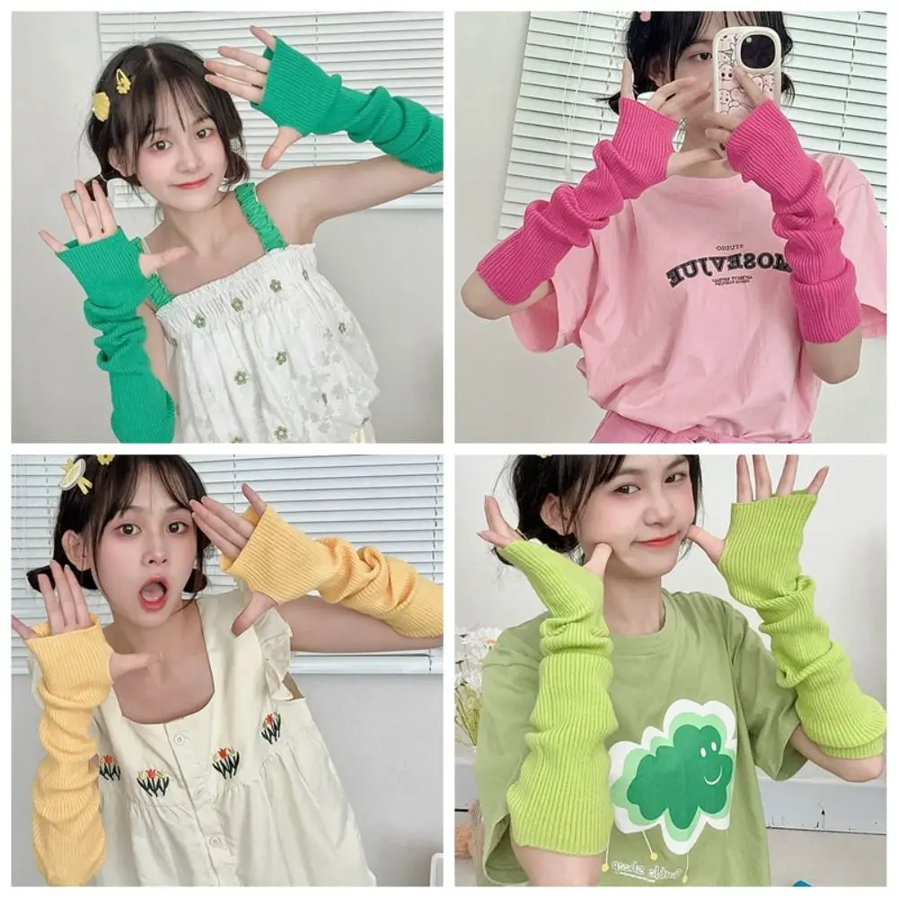 Elastic Dopamine Color Arm Warmers Solid Color Korean Style Knitted Warm Sleeves Long Mittens Sweet Fingerless Gloves Girl Party
Elastic Dopamine Color Arm Warmers Solid Color Korean Style Knitted Warm Sleeves Long Mittens Sweet Fingerless Gloves Girl Party