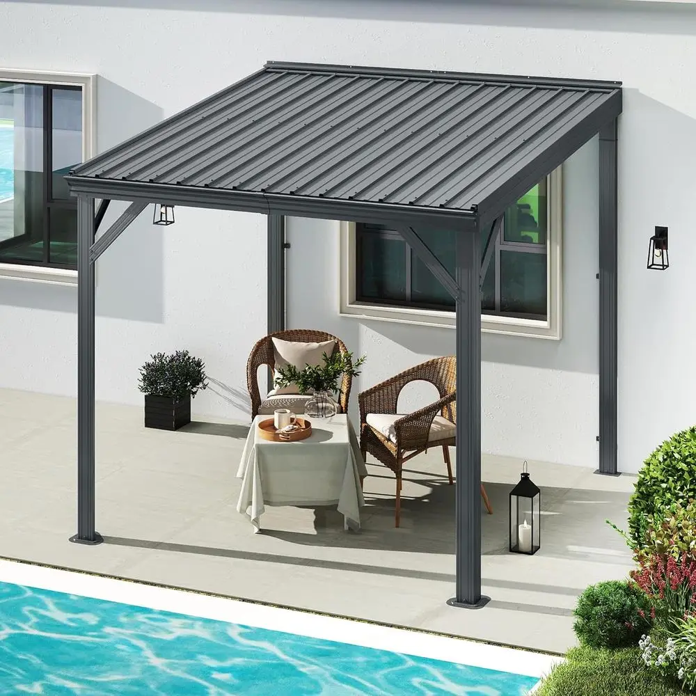8x8 Outdoor Lean-to Gazebo with Galvanized Steel Roof, Heavy-Duty Wall-Mounted Shelter for Deck or Backyard
8x8 Outdoor Lean-to Gazebo with Galvanized Steel Roof, Heavy-Duty Wall-Mounted Shelter for Deck or Backyard