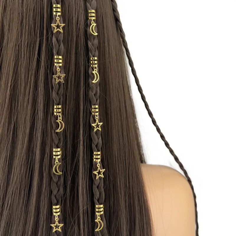 10pcs Hollow Star Moon Braided Hair Extensions Ring Exquisite Metal Non Slip Easy Install Versatile Hair Cuff for Braids Women
10pcs Hollow Star Moon Braided Hair Extensions Ring Exquisite Metal Non Slip Easy Install Versatile Hair Cuff for Braids Women