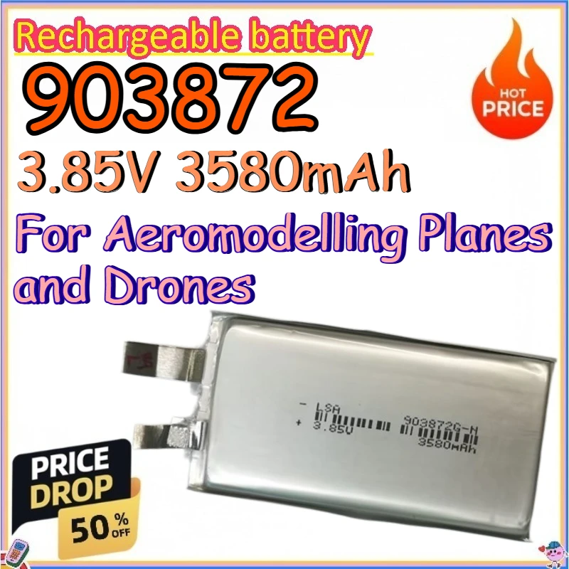 903872 3.85V 3580mAh Polymer Lithium Battery for Aeromodelling Planes and Drones Replace Lithium-ion Batteries
903872 3.85V 3580mAh Polymer Lithium Battery for Aeromodelling Planes and Drones Replace Lithium-ion Batteries