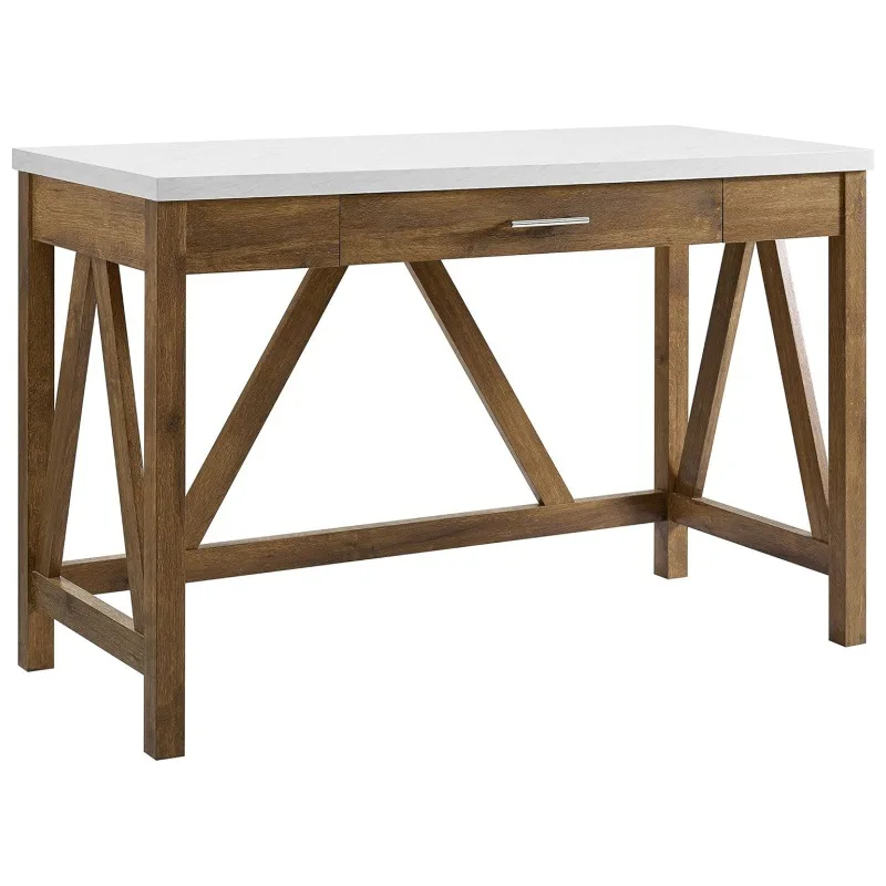 Country-style farmhouse wooden computer writing desk home office workstation small, marble and walnut
Country-style farmhouse wooden computer writing desk home office workstation small, marble and walnut