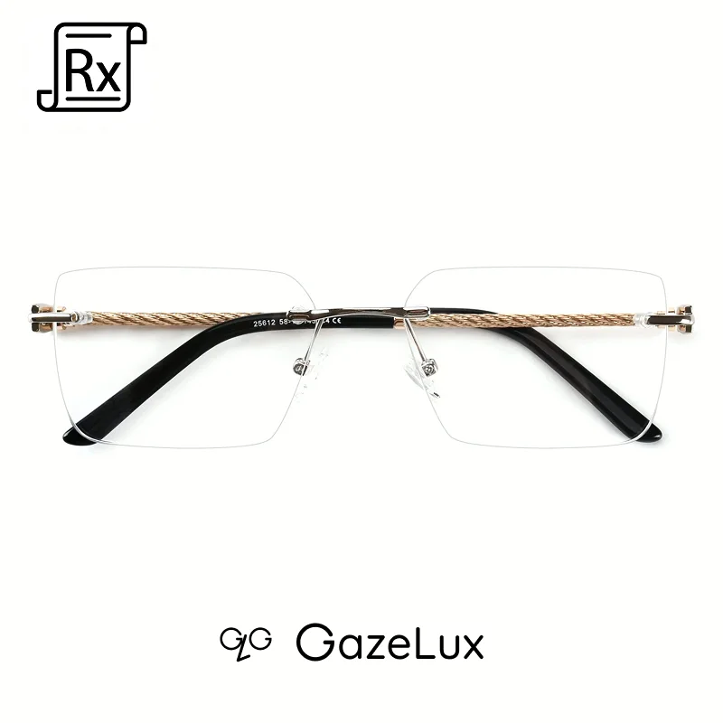 Gazelux Men's Luxury Metal Rimless Prescription Glasses, Lightweight, Gold Rectangle, Custom Lenses for Office&Professional Work
Gazelux Men's Luxury Metal Rimless Prescription Glasses, Lightweight, Gold Rectangle, Custom Lenses for Office&Professional Work