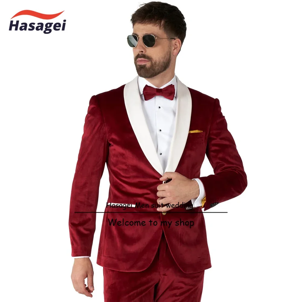 Velvet Men's Suit Wedding Tuxedo 2-piece Set Shawl Collar Jacket Pants Festival Party Clothes Elegant Outfit Men Suits
Velvet Men's Suit Wedding Tuxedo 2-piece Set Shawl Collar Jacket Pants Festival Party Clothes Elegant Outfit Men Suits