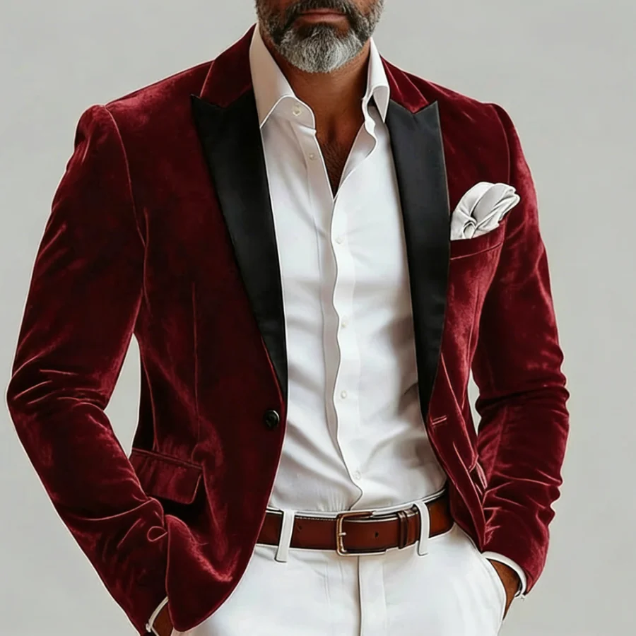 Элитный мужской костюм-двойка: бархатный пиджак, белые однотонные брюки, однобортный, с черными острыми лацканами, для свадьбы, на заказ
Элитный мужской костюм-двойка: бархатный пиджак, белые однотонные брюки, однобортный, с черными острыми лацканами, для свадьбы, на заказ