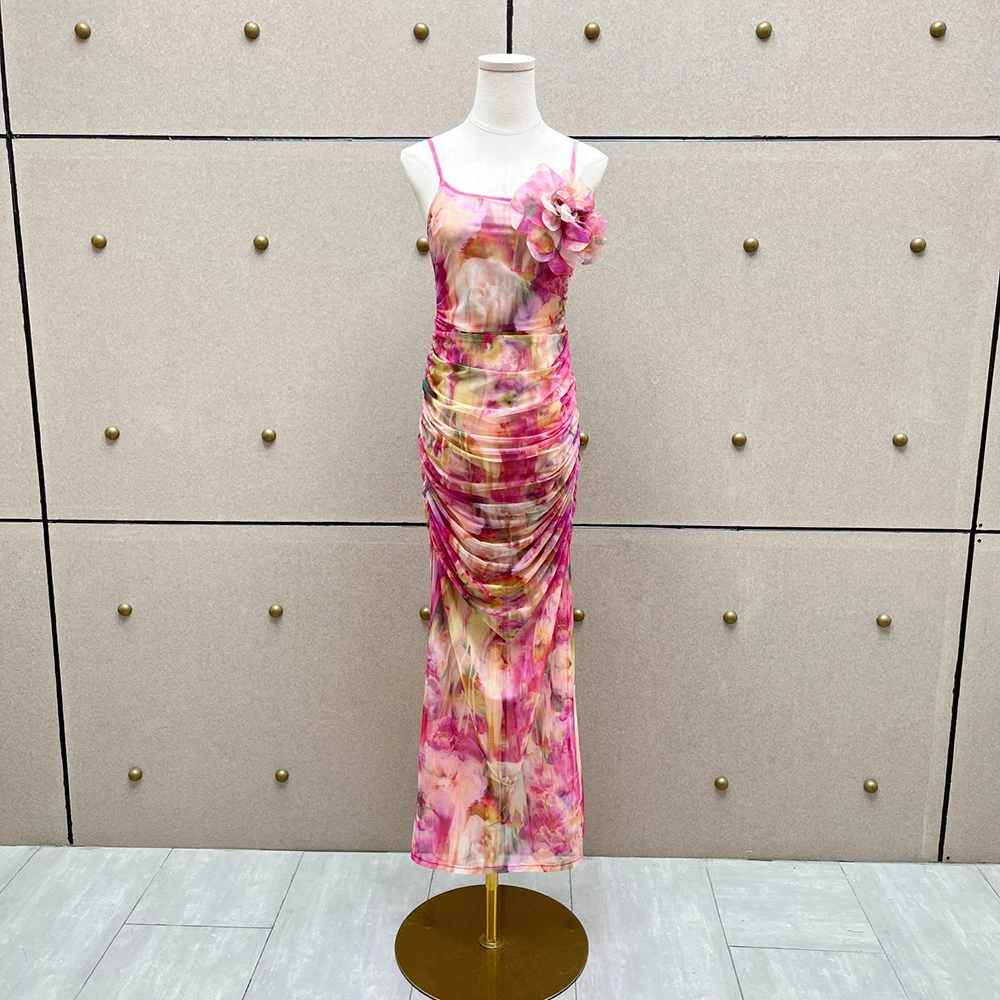 Y2K Fashion Printed Women's Dress with Stereoscopic Flower Decoration Pleated Slim Fit Elegant Long Halter Dress Summer 2025
Y2K Fashion Printed Women's Dress with Stereoscopic Flower Decoration Pleated Slim Fit Elegant Long Halter Dress Summer 2025