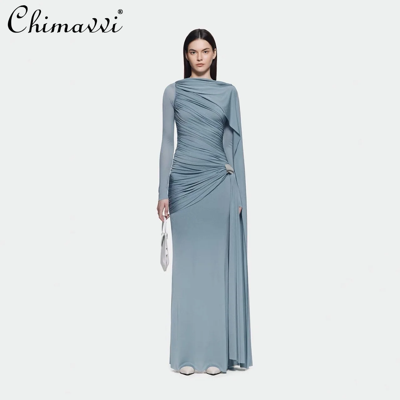 French Elegant Temperament Fashion Splicing Pleated Long Sleeves Asymmetrical Simple Slim Ribbon Long Evening Dress for Women
French Elegant Temperament Fashion Splicing Pleated Long Sleeves Asymmetrical Simple Slim Ribbon Long Evening Dress for Women