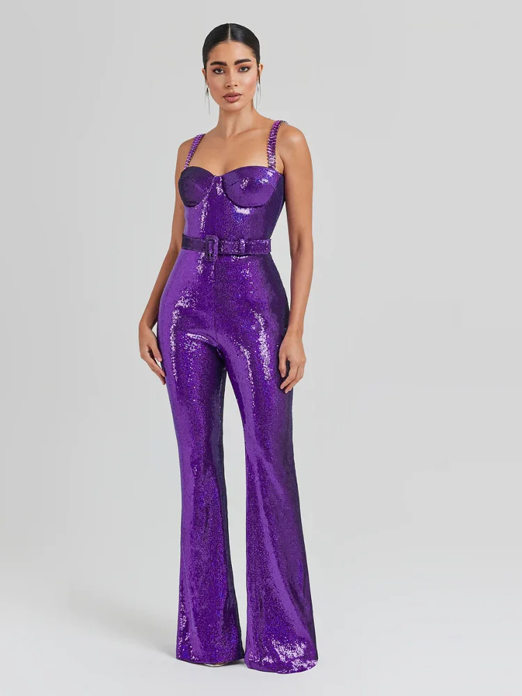 New Fashion Purple Sequin Spaghetti Strap Backless Sleeveless Bandeau Slim Wrapping Hip Jumpsuit Ladies Clothing
New Fashion Purple Sequin Spaghetti Strap Backless Sleeveless Bandeau Slim Wrapping Hip Jumpsuit Ladies Clothing