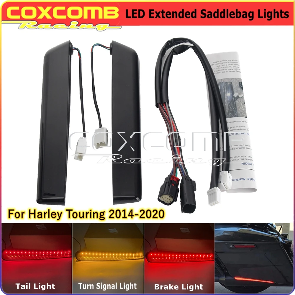 Motorcycle Extended Saddlebag LED Turn Signa Brake Light For Harley Touring Road King Street Electra Glide Ultra Limited 2014-20
Motorcycle Extended Saddlebag LED Turn Signa Brake Light For Harley Touring Road King Street Electra Glide Ultra Limited 2014-20